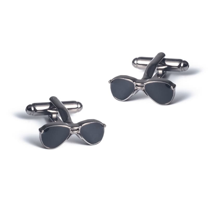 Acessórios de moda: abotoaduras de alta qualidade, óculos de sol pretos elétricos, abotoaduras de metal, abotoaduras fra