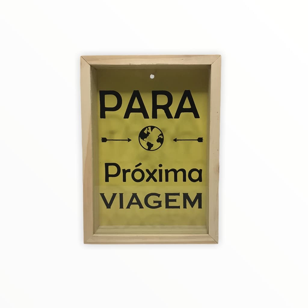 CDA Quadro Porta Dinheiro Para Próxima Viagem Decoração Madeira Vidro Decorativo Dinheiro