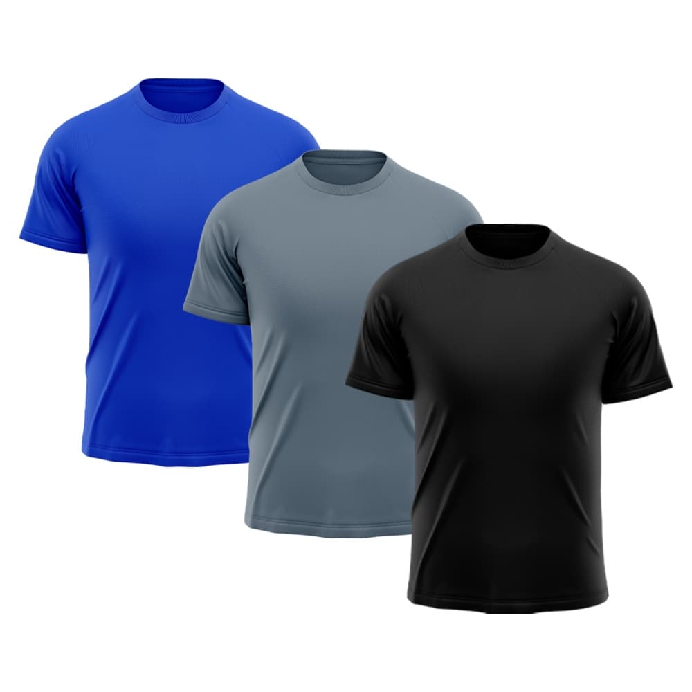 Kit 3 Camisetas Masculina Raglan Dry Fit Proteção Solar UV Básica Lisa Treino Academia Passeio Fitness Ciclismo