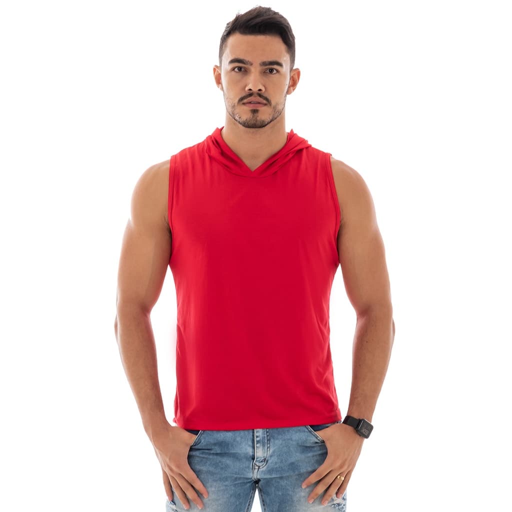 Camiseta Cavada Machão Com Capuz Para Treino Academia Esporte Super Leve