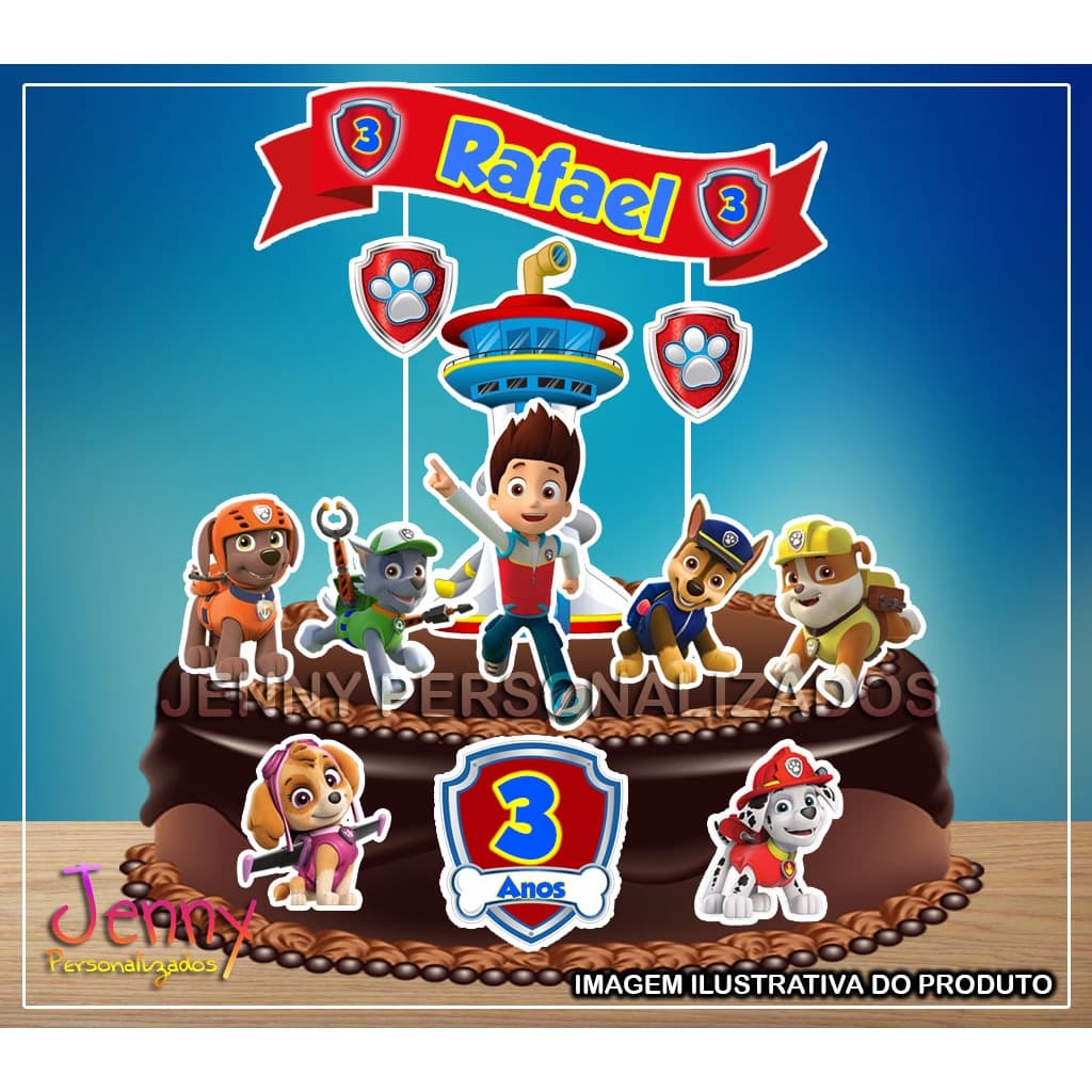 topo topper de bolo personalizado Patrulha Canina 2
