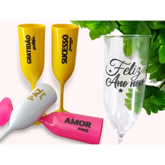 Kit Tacas de Acrilico para Festa Ano Novo Natal Personalizadas