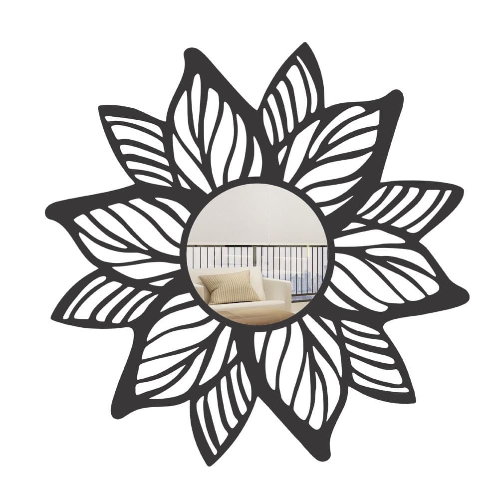 Espelho Decorativo Mandala Folhas em MDF 30x30cm