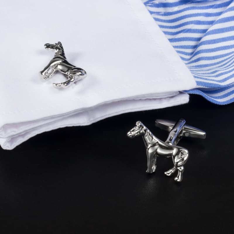 Acessórios de Moda: Abotoaduras Divertidas de Pônei, Abotoaduras de Metal Brilhante e Liso para Camisa Francesa Masculin