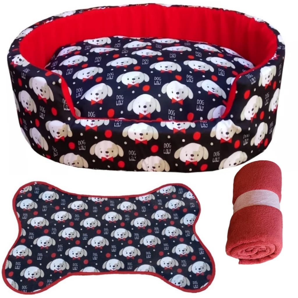 kit caminha de cachorro kit pet cama redonda pra pets até 12kg+ tapete e mantinha
