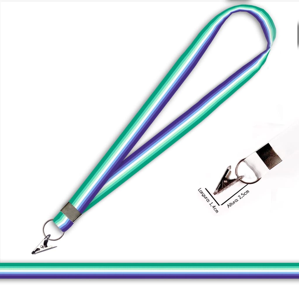 Cordão personalizado Bandeira LGBT Gay para crachá ou chaveiro com Jacaré com Argola