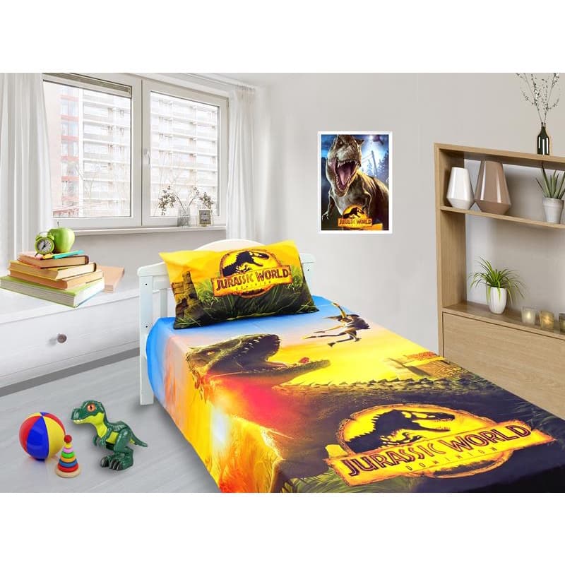 Jogo De Lençol E Fronha Jurassic Park Kit 2pçs, Cobreleito