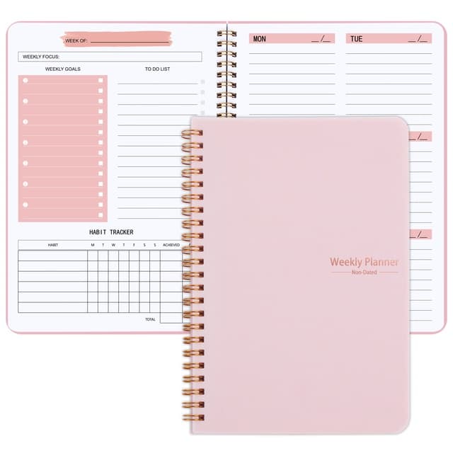 Planejador Semanal Caderno A5 52 Semanas 21x14.5cm Agenda em Papel Material escolar e de escritório Artigos de papelaria