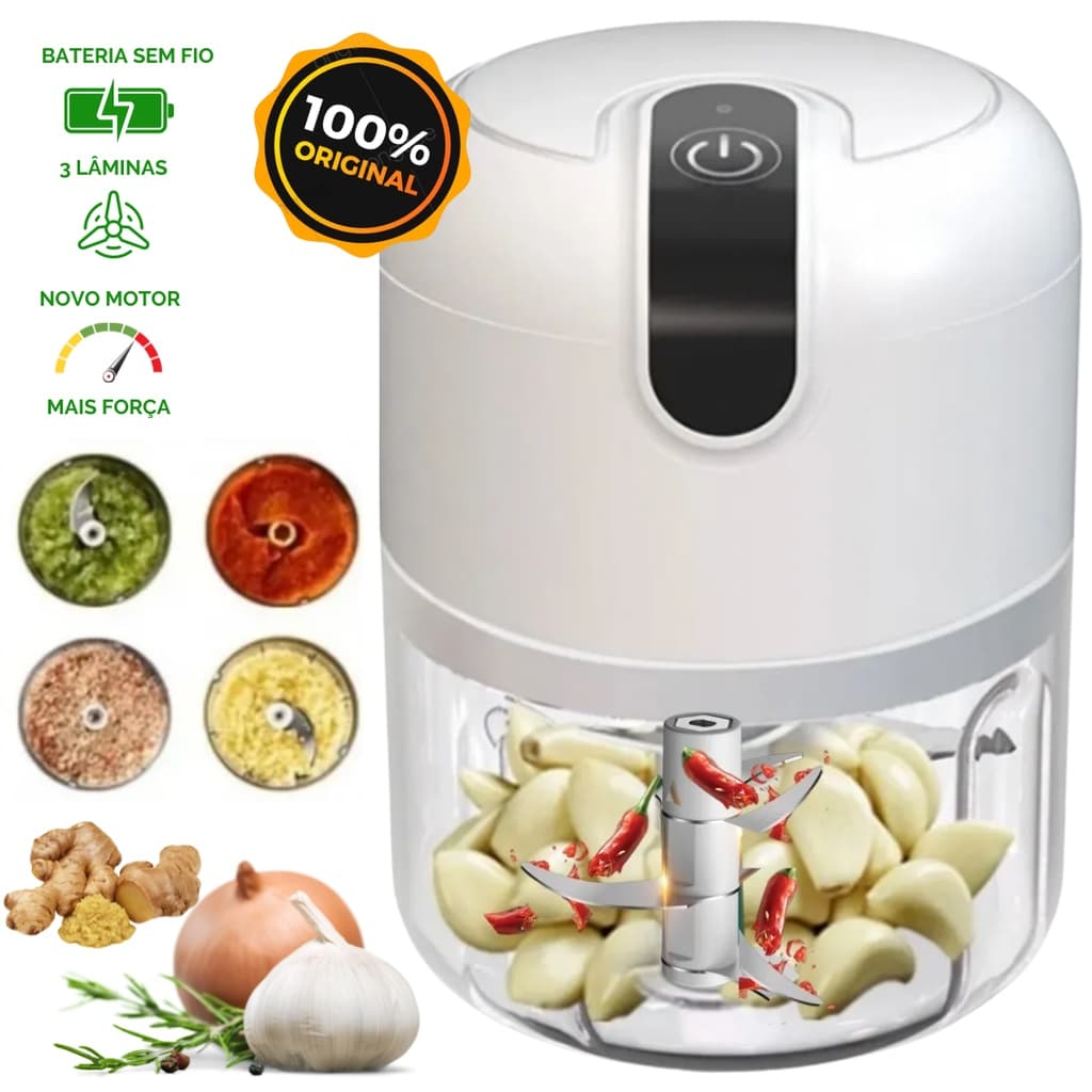 Mini Processador De Alimentos Moedor Elétrico De Alho S/ Fio