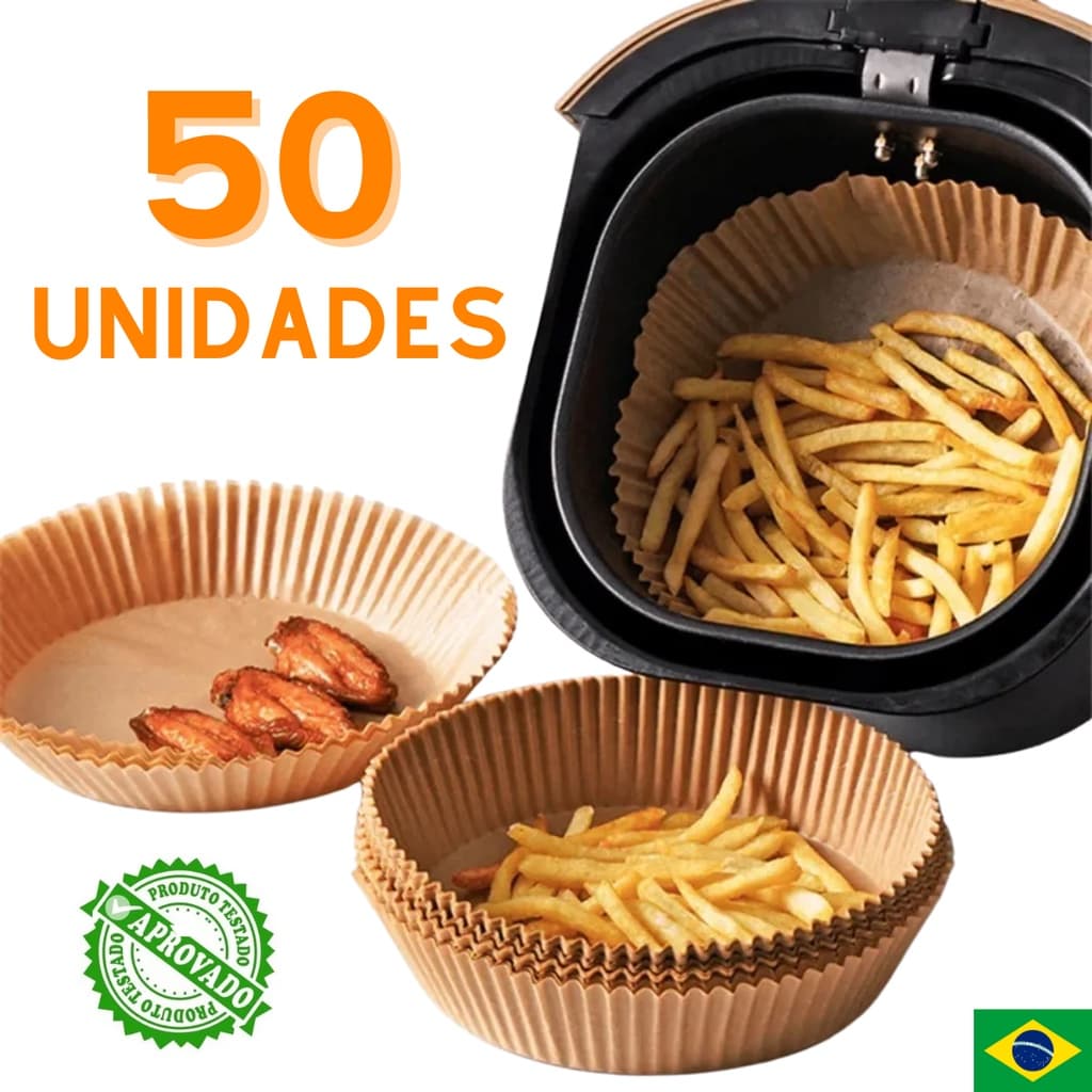 Forma forro de papel descartável para air fryer 50 unidades antiaderente
