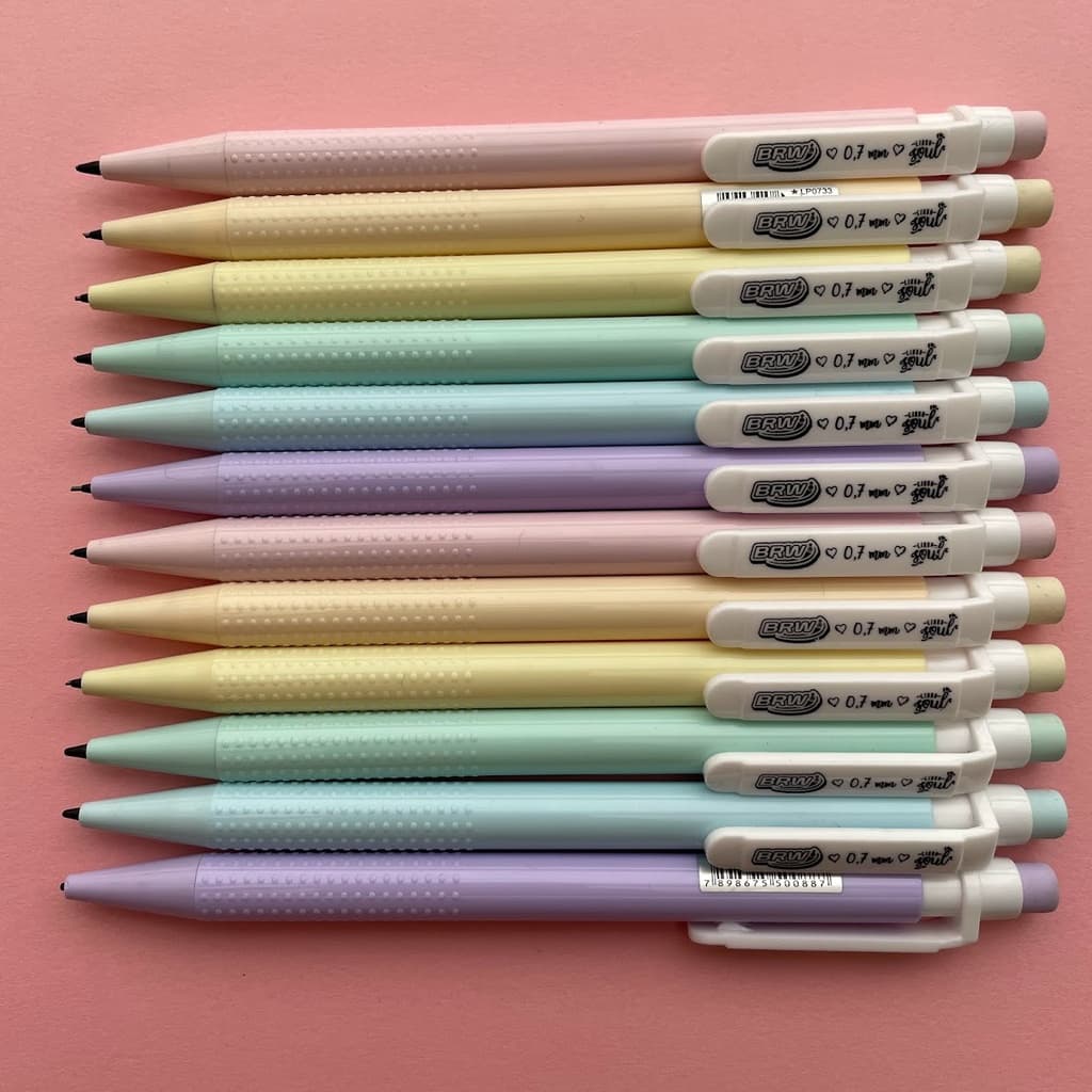Lapiseira Escolar Pastel BRW 0.7mm Unidade ou Kit
