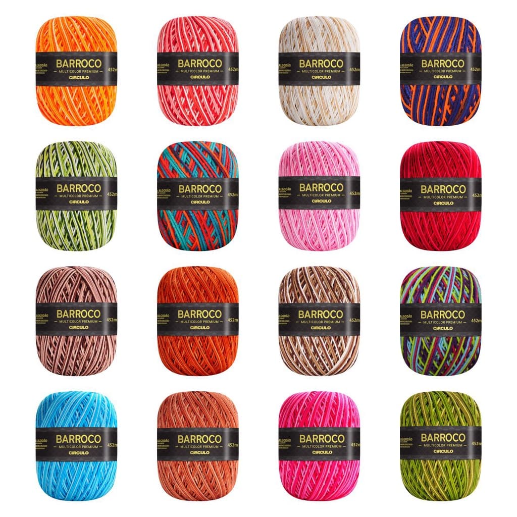 Barbante Barroco Multicolor Premium 6 Fios 200gr Linha Crochê Tricô
