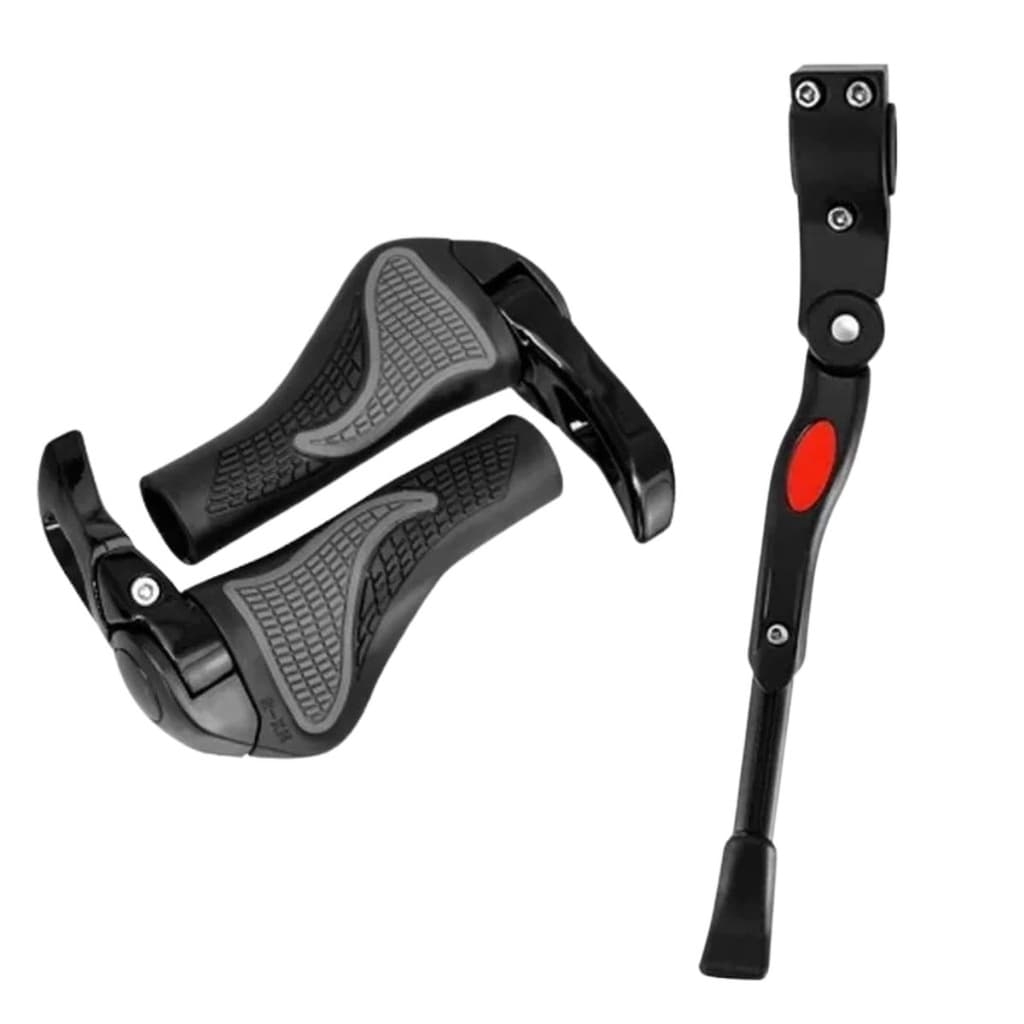 Kit Par de Manopla Punho + Pezinho Descanso lateral de Bicicleta