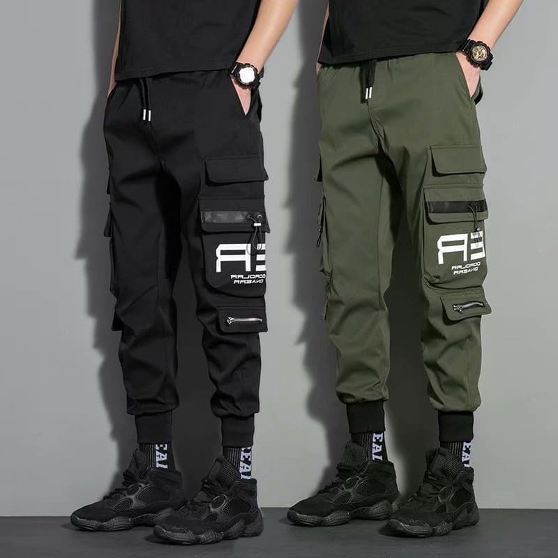 Multifuncional Jovem Multi-Bolso/Macacão Masculino/Pernas De Conexão Solta Da Moda/Calça Casual