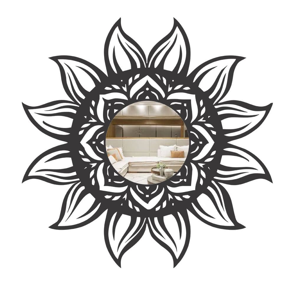 Espelho Decorativo Mandala Sol em MDF 30x30cm