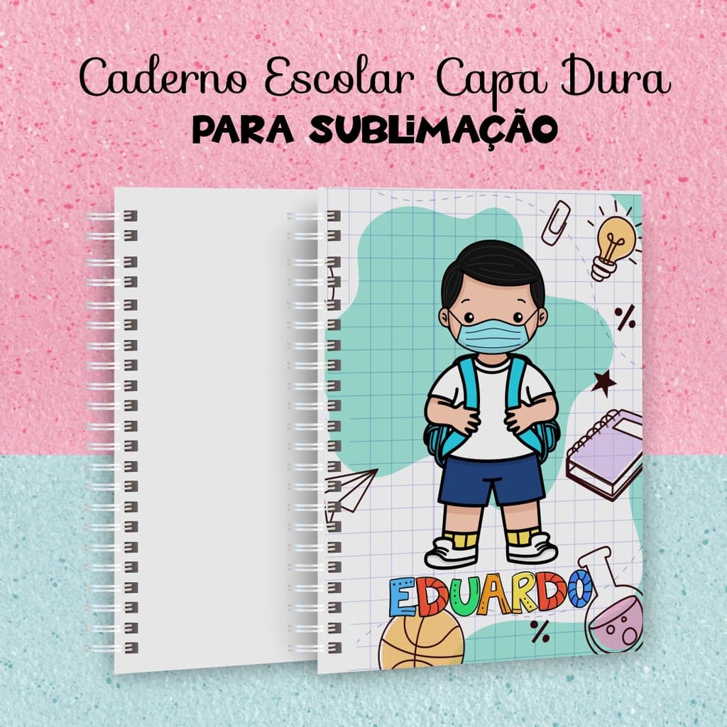 Caderno Branco Escolar Para Sublimação com 96 Folhas Capa Dura A5