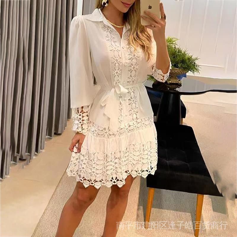 vestido curto feminino de renda branco manga longa,roupas femininas