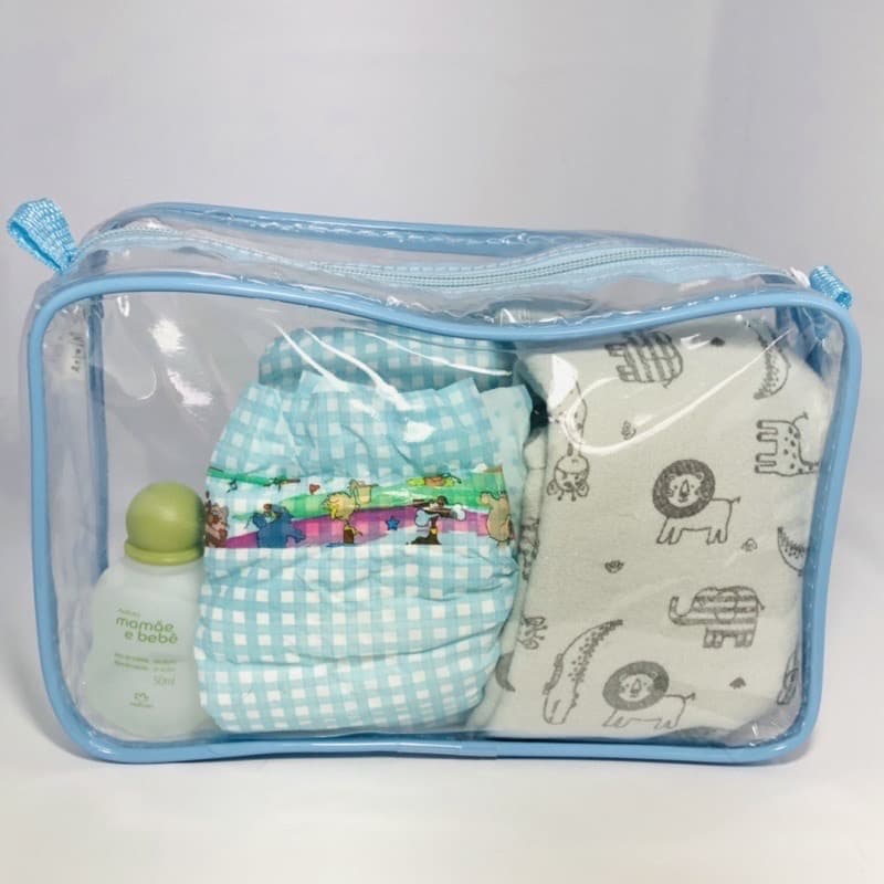 Necessaire 23x15 transparente e AZUL - organizador de maquiagem - viagem - multiuso