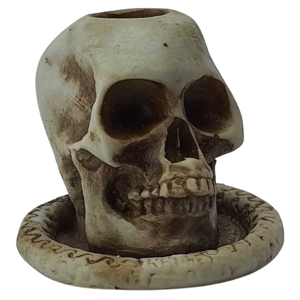 Castiçal Crânio Pequeno Suporte para Vela Caveira Resina Decoração Tema Terror