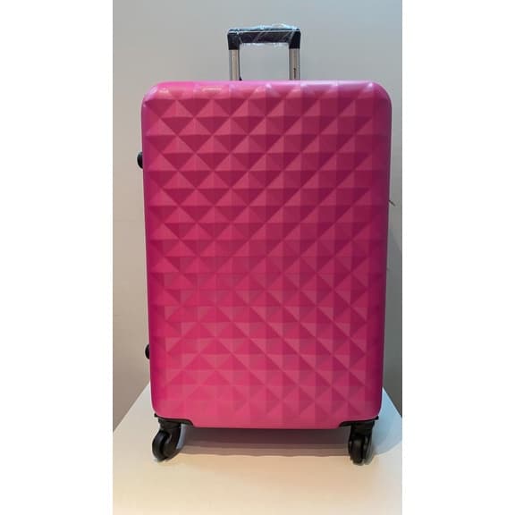 Mala de viagem Grande Pink, 23kg para avião, em fibra, de rodinha. Medida: 69x28x44. Ref: 452