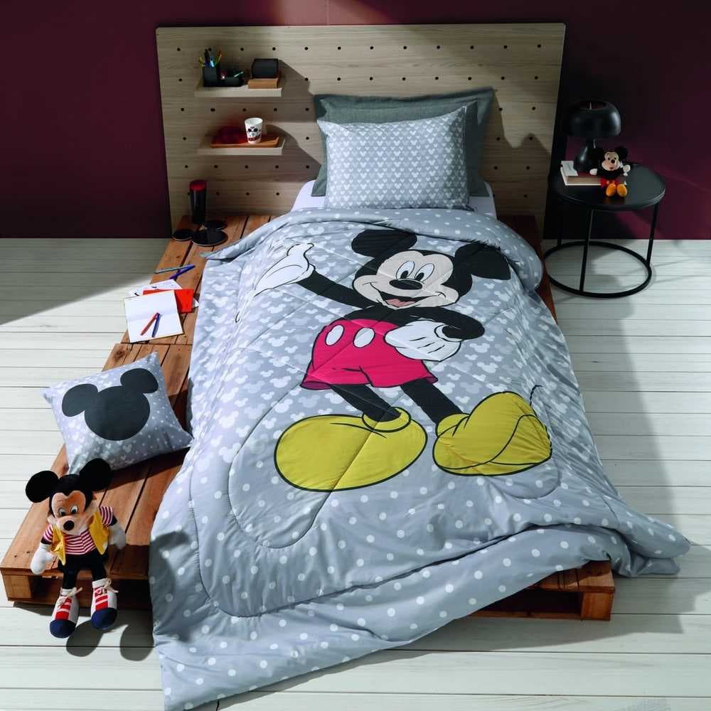 Edredom Plush Micro Percal Solteiro Disney Mickey Minnie Hedrons