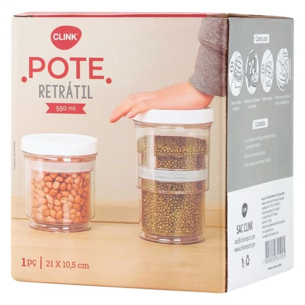 Pote Multiuso Retrátil Acrílico para Alimentos