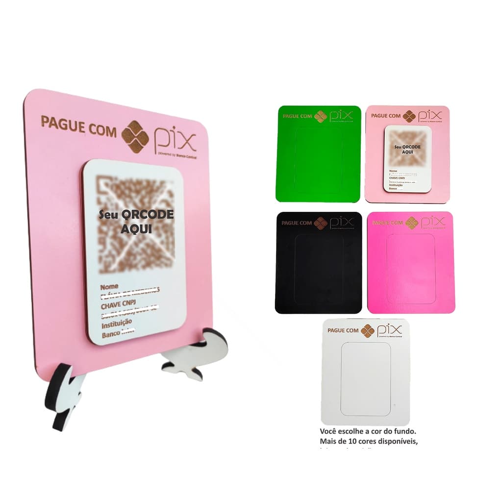 Placa Display Pix Para Pagamento Qrcode Em MDF Enfeite Personalizado
