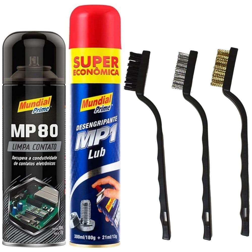 Limpa Contato 300Ml Desengripante 321Ml 3 Escovas Multiuso