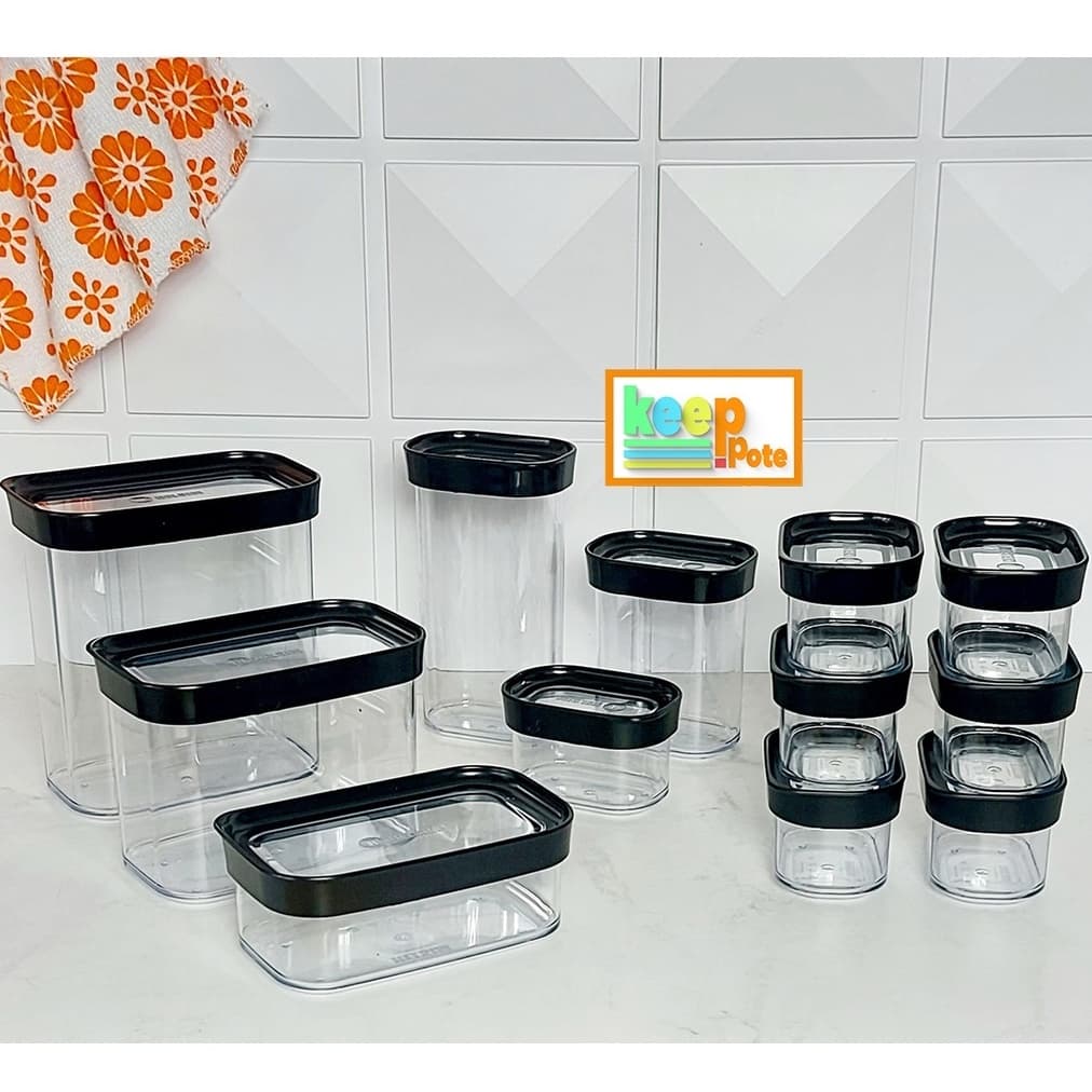 12 Potes Herméticos em Acrilico Cristal Empilhável Porta Mantimentos Potes para Mantimentos Cozinha
