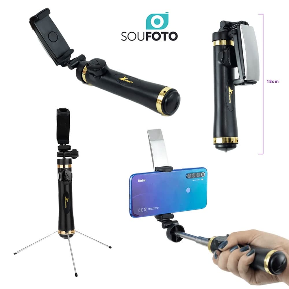 Bastão De Selfie Mini Tripé 2 x 1 Sou Foto com Controle Bluetooth BPC-002