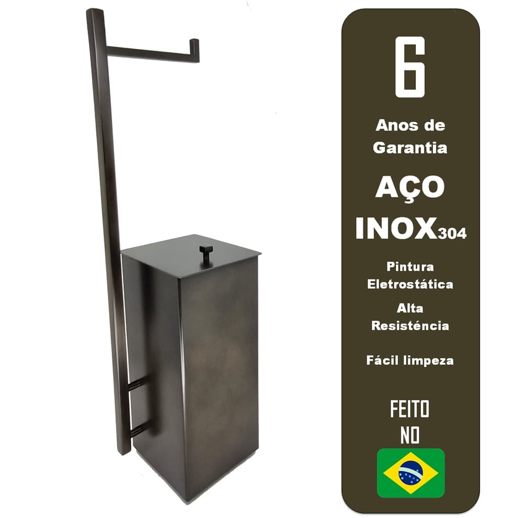 Lixeira Inox Quadrada com Papeleira Grafit
