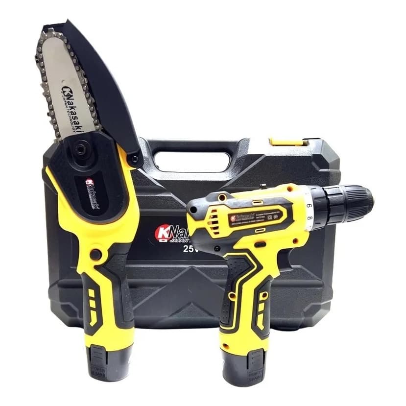 Parafusadeira Furadeira + Motossera A Bateria 25v Nakasaki