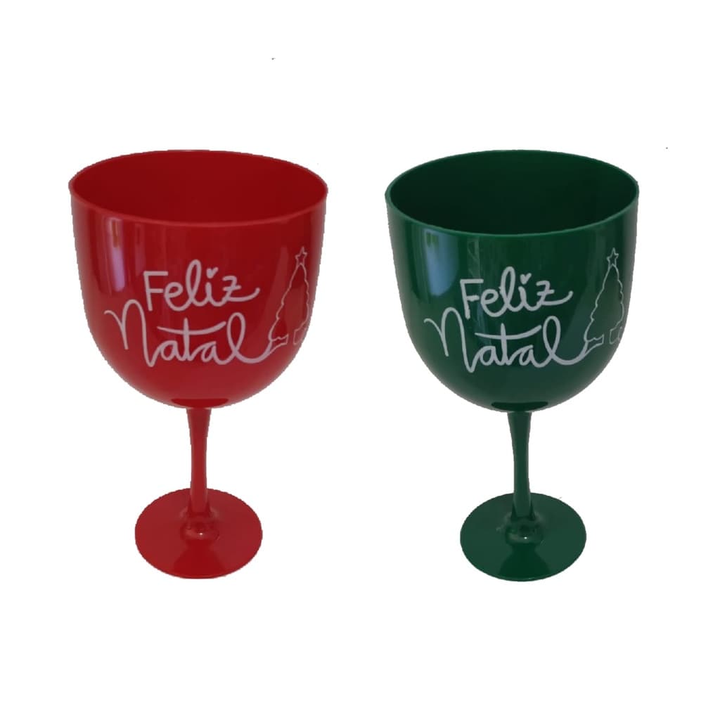 Taça de Gin Acrílico Feliz Natal 630 ml