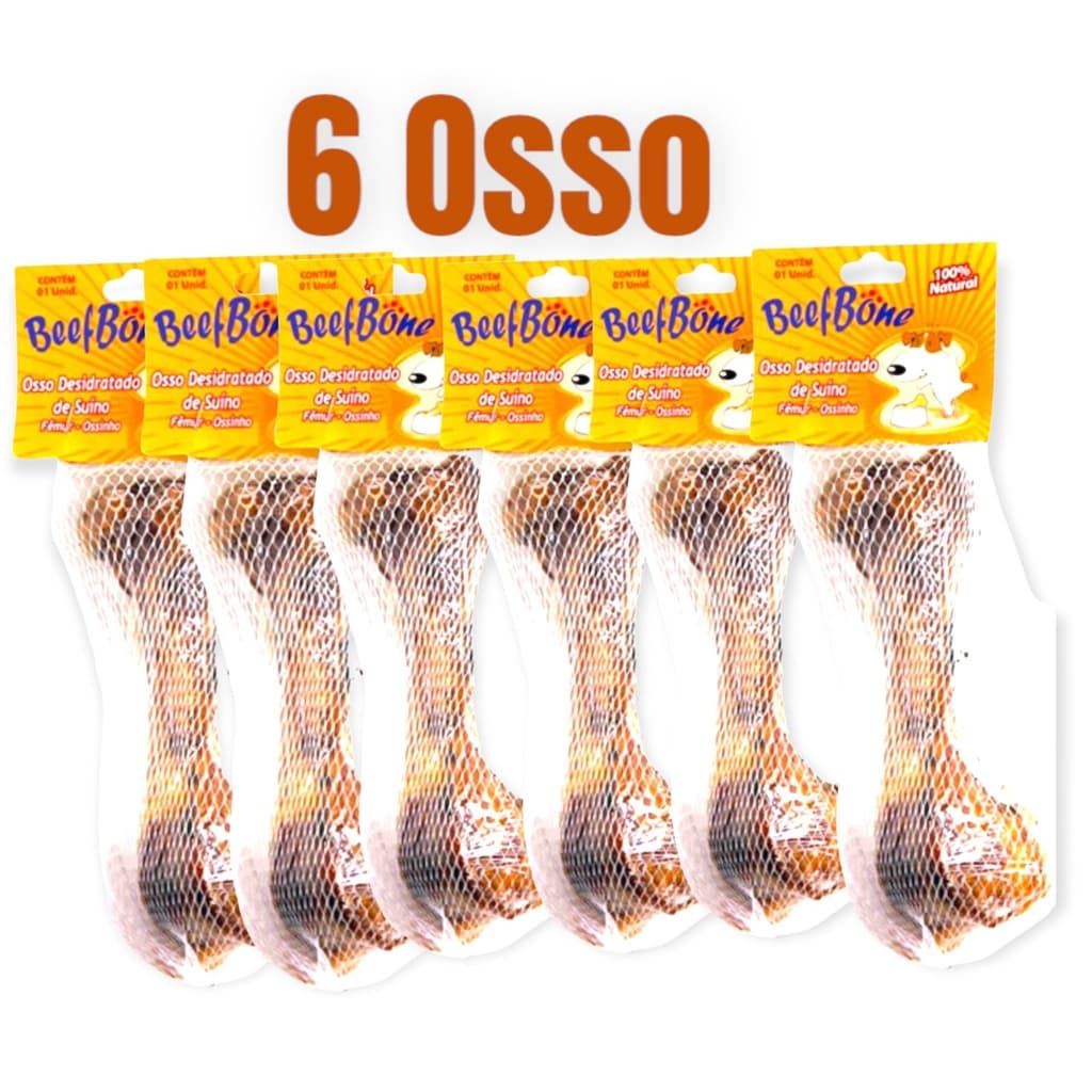 6 Ossos Defumado Para Cães Fêmur Suíno Petísco Natural Cachorro Pet