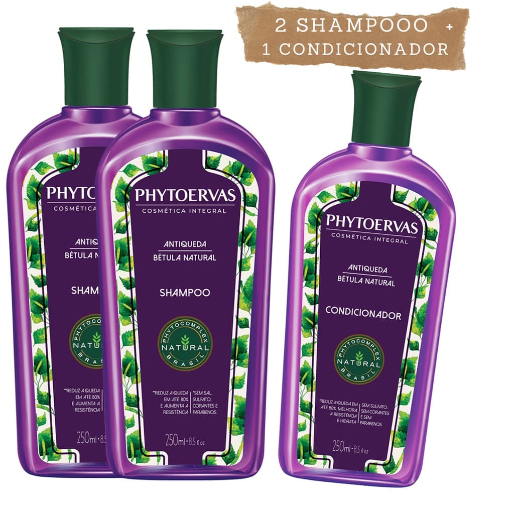Kit Phytoervas 2 Shampoo 250ml  Condicionador 250ml Antiqueda Bétula Natural