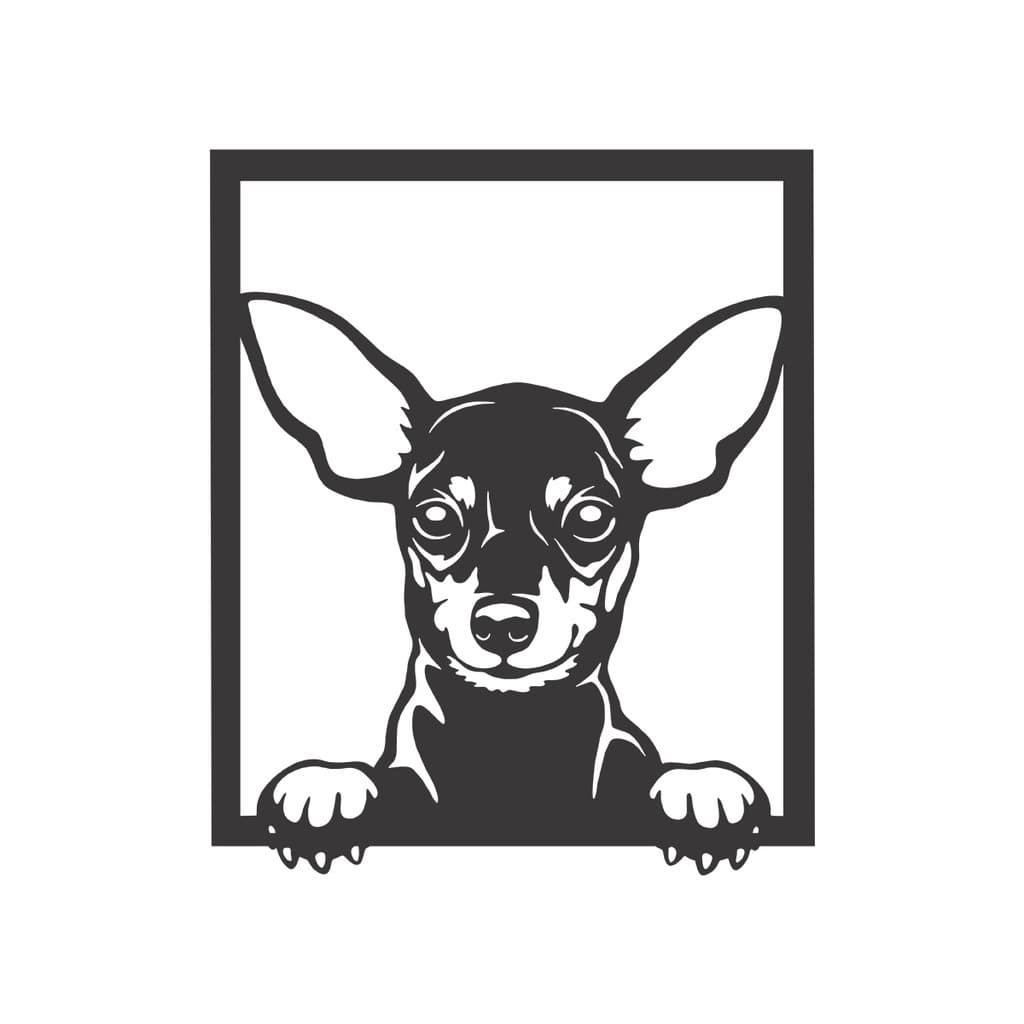 Quadro Decorativo Dog Pinscher C/ Dupla Face 3M em MDF Vazado de 3mm Preto