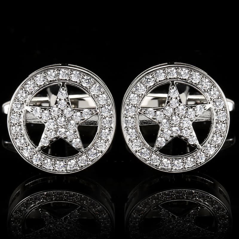 Acessórios de Moda: Abotoaduras Masculinas Novas com Estrela de Cinco Pontas, Abotoaduras Vermelhas para Camisa Francesa