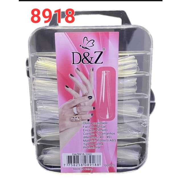 Postiça bailarina D&Z  EXTRA GRANDE realista D&Z 100 unidades de Unhas postiças Transparente ou leitosa D&Z