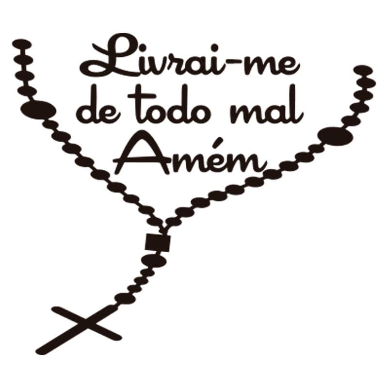 Adesivo Terço + Livrai Me Do Mal Moto Carro Capacete Tanque 15x17cm