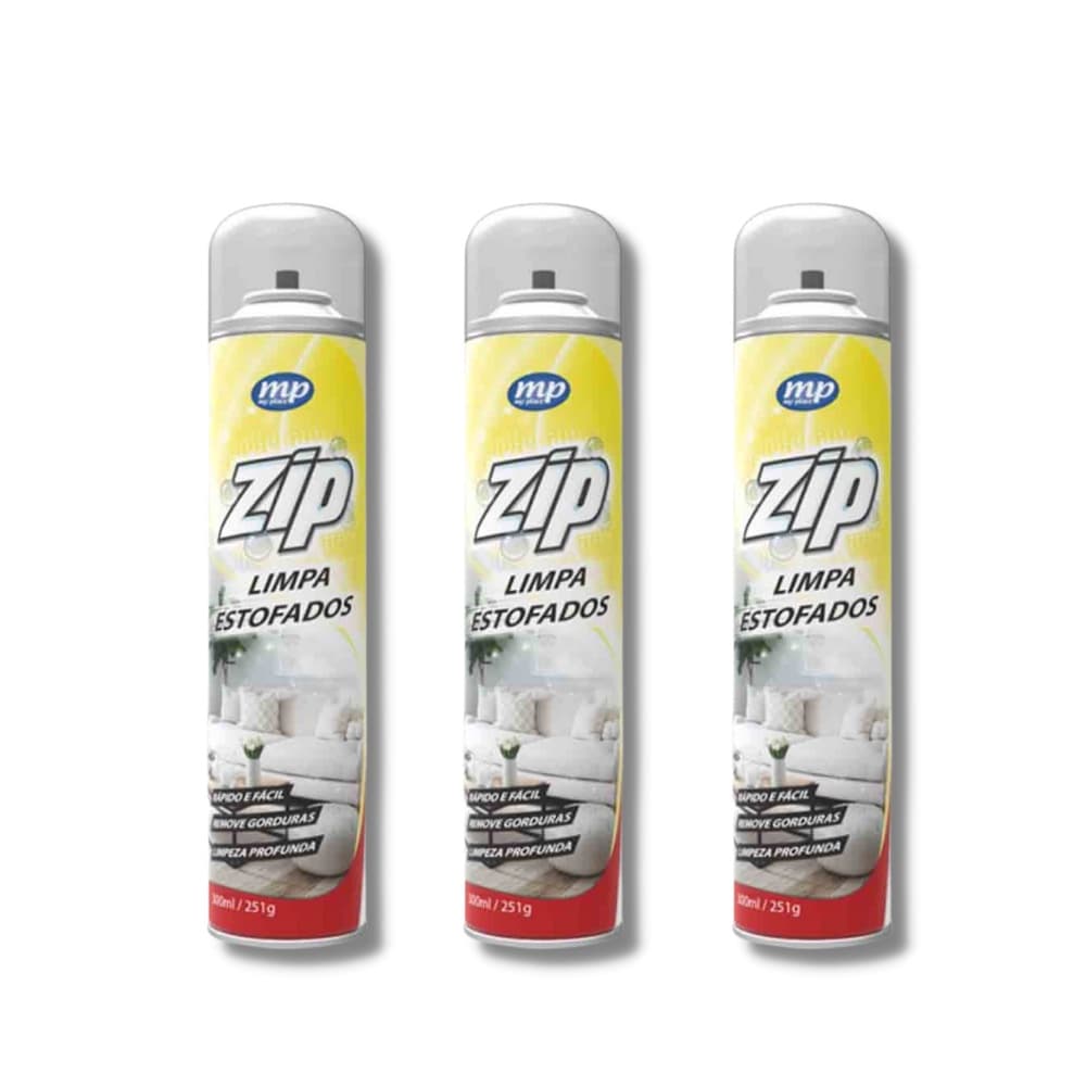 Kit com 03 Limpa Estofados Spray Zip Clean 300ml / 251g MP