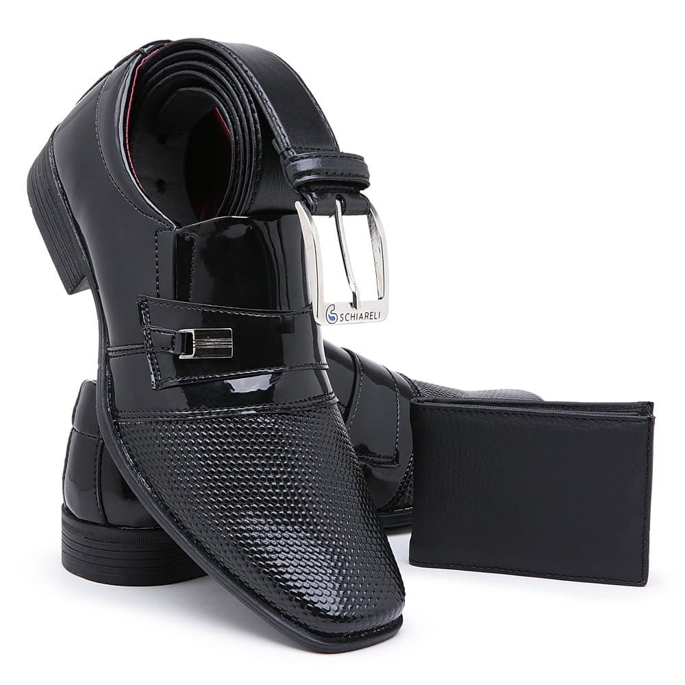 Kit Sapato Social Masculino Cinto E Carteira 738 Marrom E Preto Casamento Formatura Estilo Italiano 738