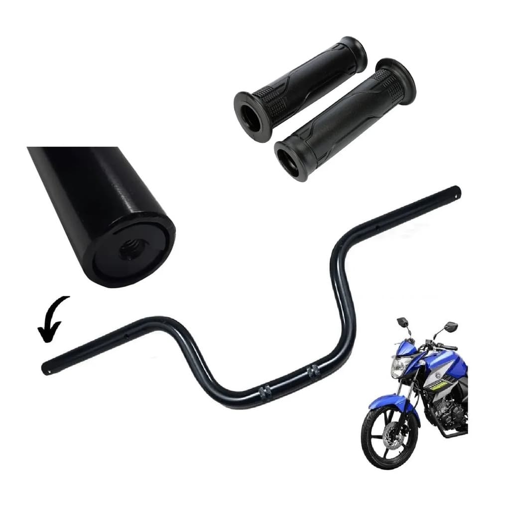 Guidão Mais Manopla Moto Factor 125 150 Fazer 150 Preto Yamaha Rosca