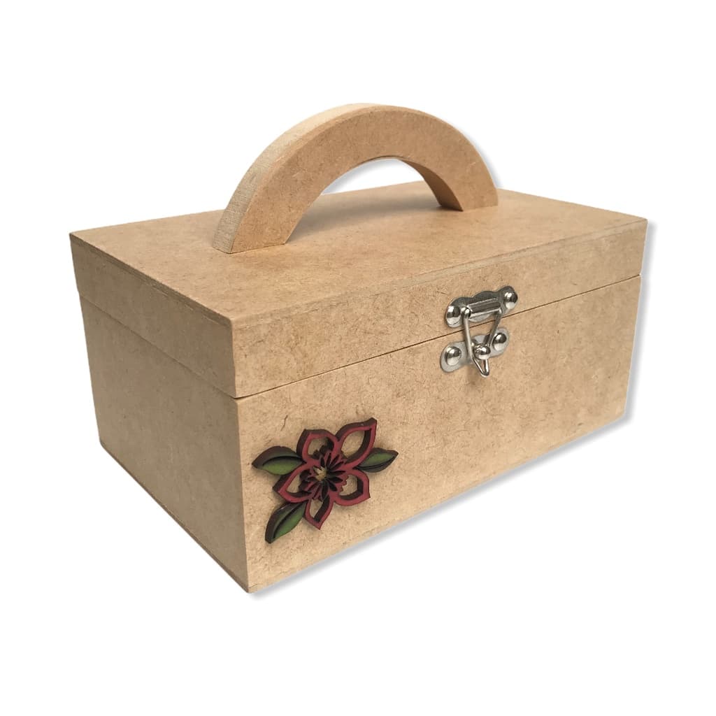 Maleta Ferramenta Costura Caixa Madeira Mdf Com Alça 20x12cm