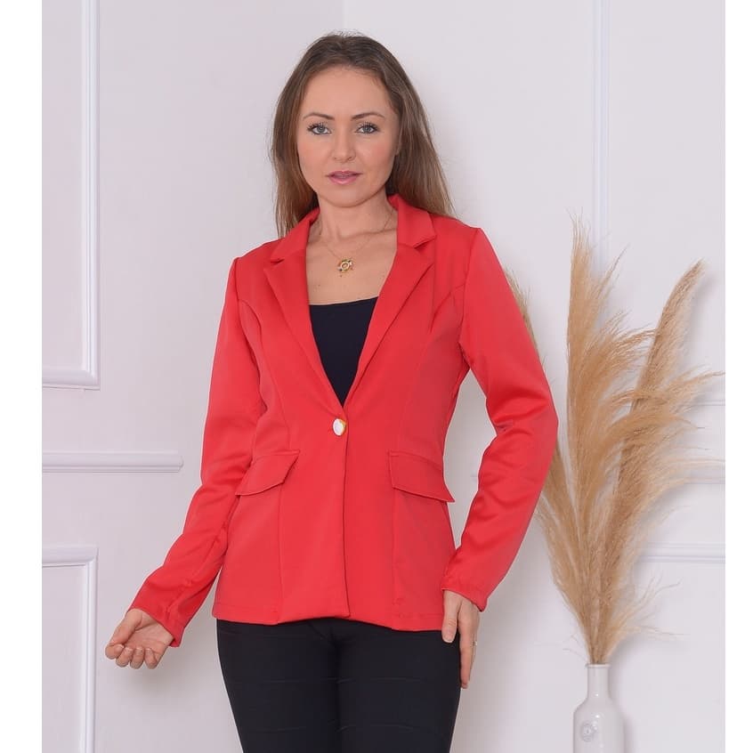 Blazer Feminino Um Botão Alfaiataria Casaco Social  Tendências Super Envio!