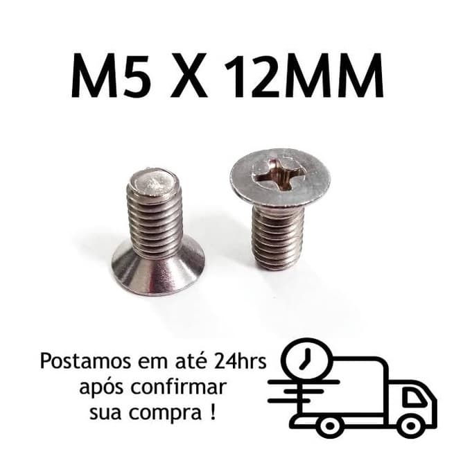 Parafuso Cabeça Chata Phillips M5 X 12mm Inox
