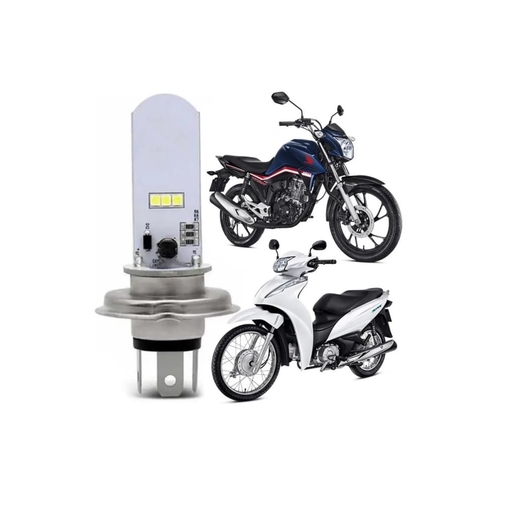 Lâmpada Stalion Original Led Moto H4 Super Led Efeito Xenon 6000k Titan 150 / 160 Ybr Cb fazer cb 500