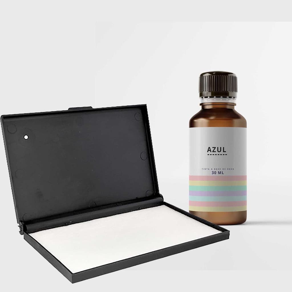 Kit carimbeira almofada para carimbo com tinta para carimbo colorido 30ml