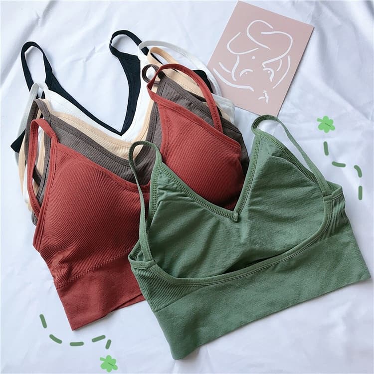 Kit 4/6 sutian feminino top sem costura feminino，sutiã esportivo com bojo ， Sem Aro，U-back roupas íntimas