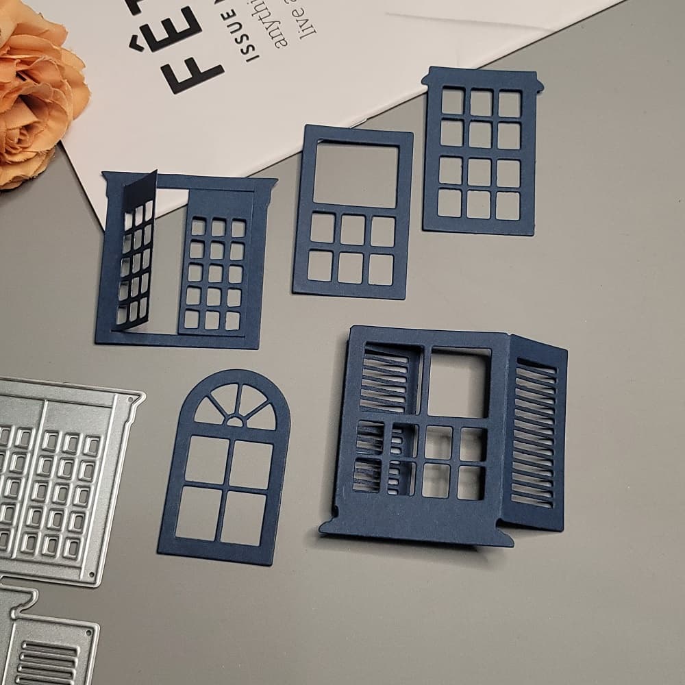 5PC Corte De Metal Para Janelas Papel De Gofragem Stencil Scrapbooking Cartão De Boas Festas DIY Cortes Artesanais Windows