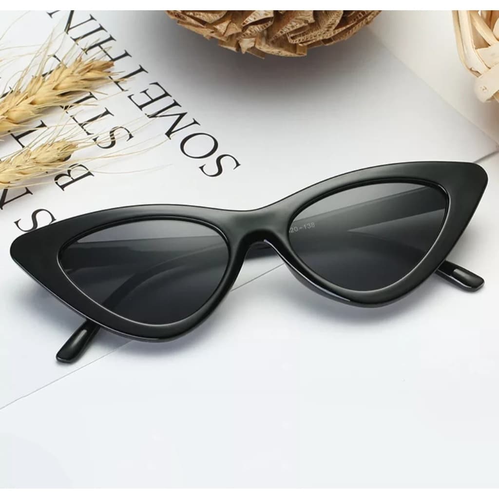 Óculos de Sol Cat Eye Preto Gatinho Retro Vintage Black Tiktok UV400